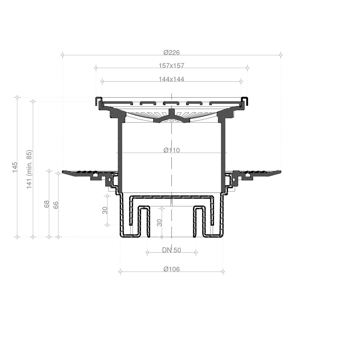 Душевой трап Pestan Confluo Standard Vertical Drops Mask с рамкой 13000075 - 1
