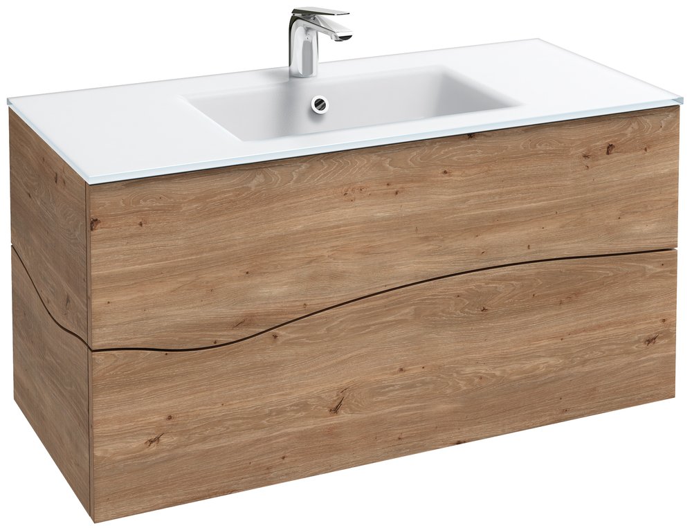 EB1833RU-P6 тумба под раковину SHERWOOD 2 ящика, с системой push-to-open /100/(натуральный дуб) - 2