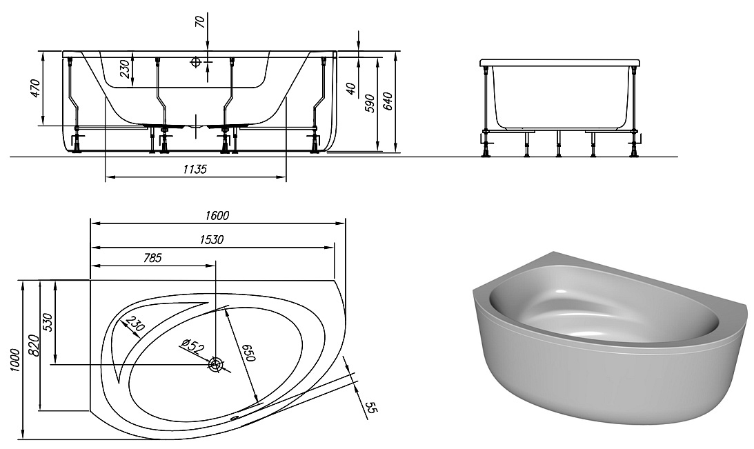 Ванна акриловая Kolpa San Libretto 160х100 R белый 5068-01 - 3