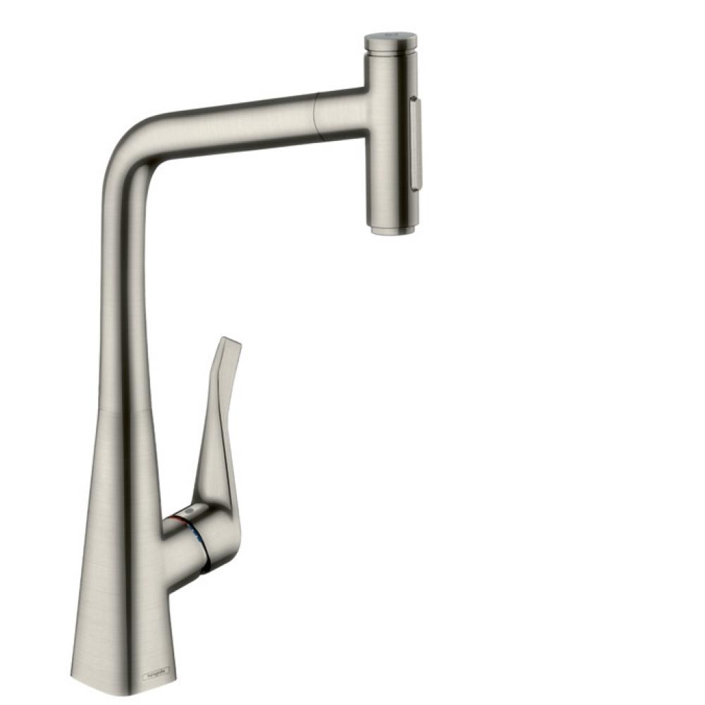 Кухонный смеситель hansgrohe Metris Select M71, 320, с вытяжным душем, 2jet, sBox, 73816800, под сталь - 0