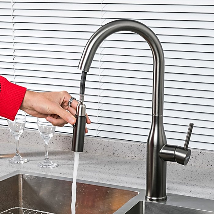 Смеситель для кухни с выдвижной лейкой Gappo G4398-45 - 7