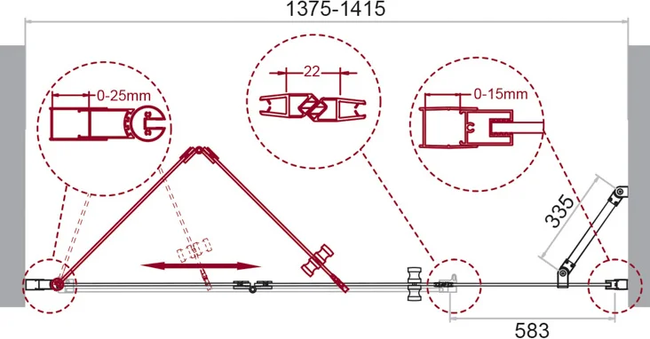 Душевая дверь BelBagno Albano 140(60+80)х195 профиль хром стекло прозрачное ALBANO-BS-13-60+80-C-Cr - 6