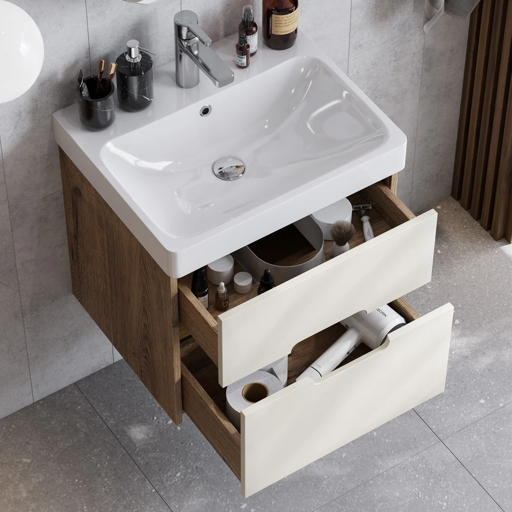 Тумба с раковиной Aquaton Оливия 55 светлое дерево-бежевый 1A2542K0OLVG0 - 4