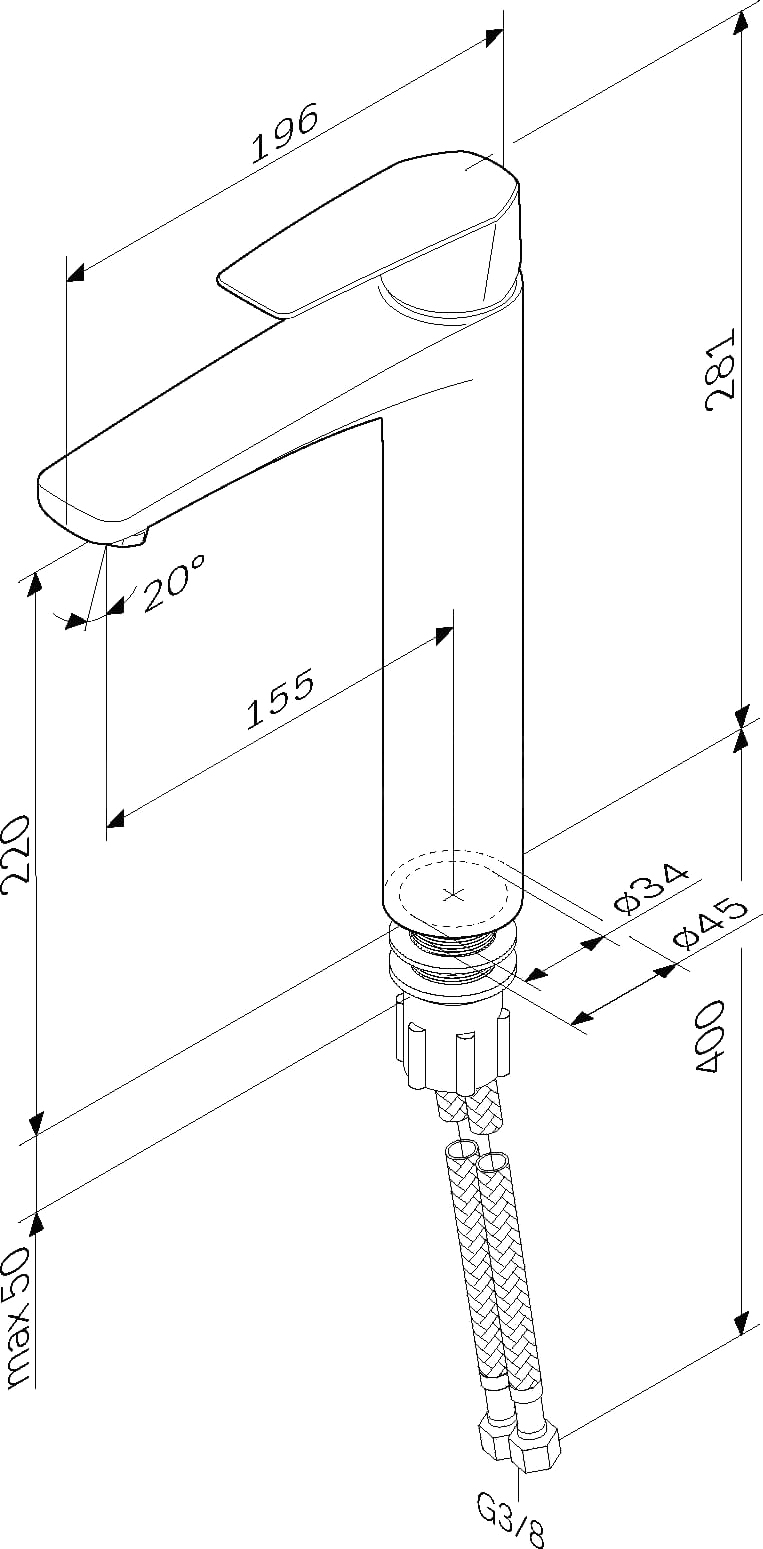 Смеситель для раковины STWORKI WFD21002 высокий - 1