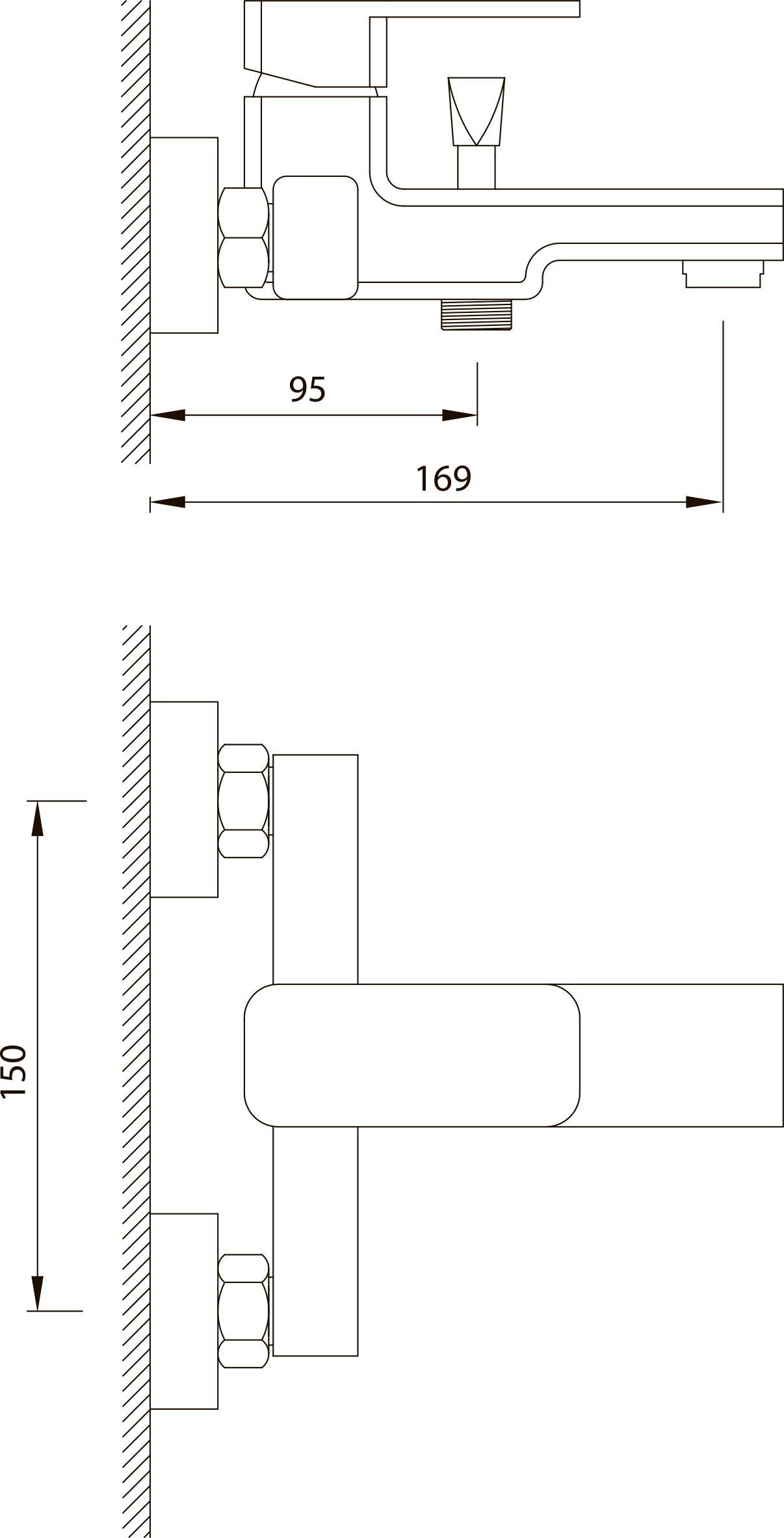 Смеситель для ванны Elghansa Mondschein хром  2320233 - 1