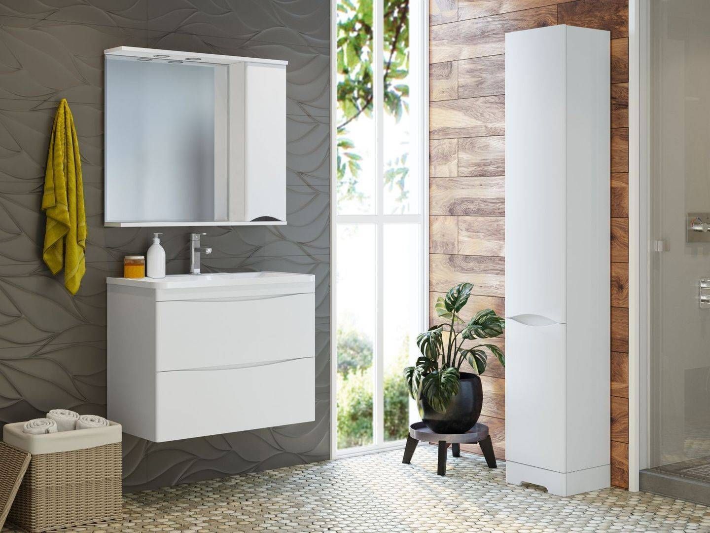 Зеркало-шкаф Misty Атлантик 70 R белый с подсветкой  П-Атл-4070-010П - 4