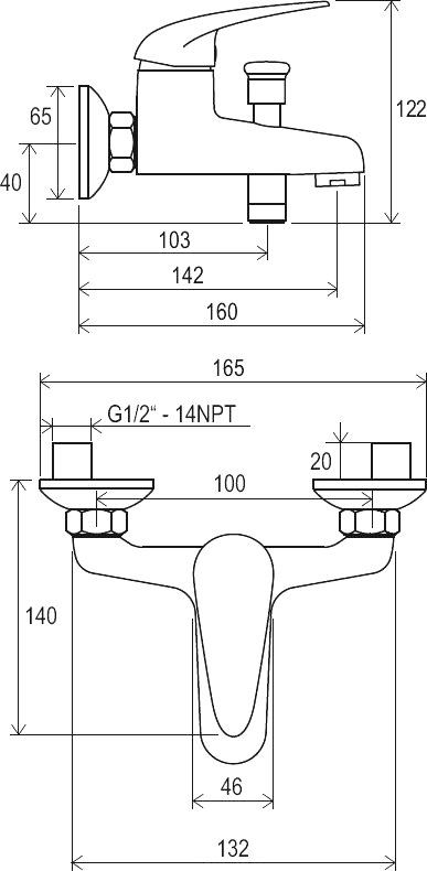 Смеситель для ванны Ravak Suzan хром  X070003 - 1