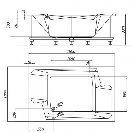 Акриловая ванна Kolpa San Nabucco 190х120 белая 5011-01 - 2