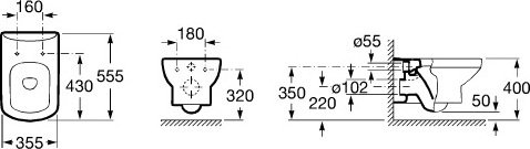 Комплект Система инсталляции для унитазов Geberit Duofix Delta 458.124.21.1 3 в 1 с кнопкой смыва + Чаша для унитаза подвесного Roca Dama Senso 346517000 - 9