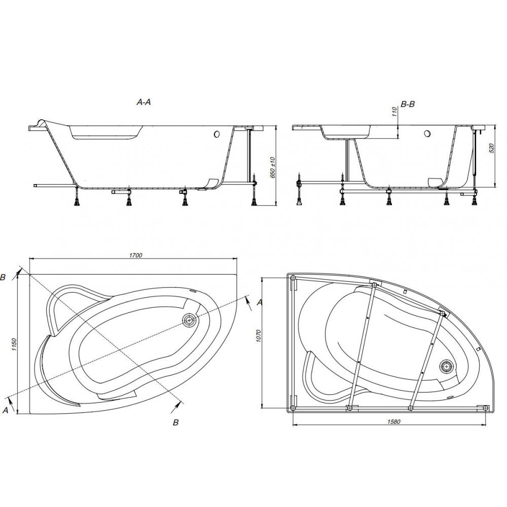 248640000 А/в асим Luna 170x115 Лв бел - 1