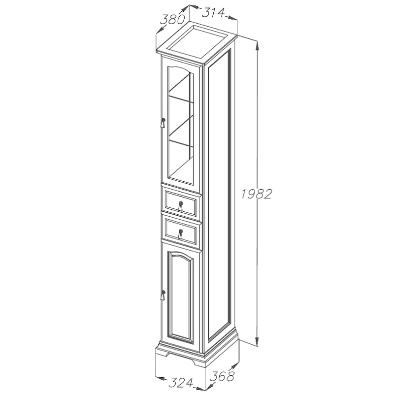 Шкаф-пенал Opadiris Риспекто 30 правый слоновая кость 00-00005831 - 2