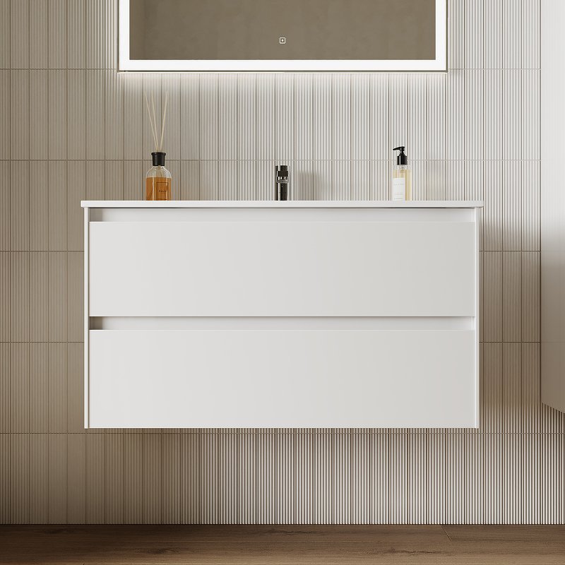 Тумба под раковину подвесная Sancos Cento 90 белая глянцевая CN90W - 1