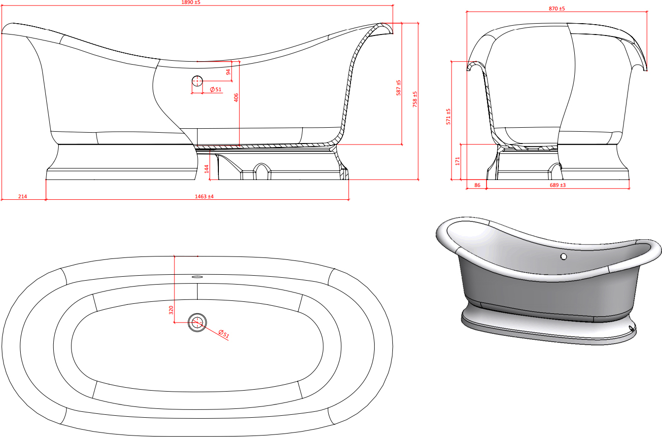 Ванна из искусственного камня Астра-Форм Мальборо 190x86 01010031 - 7