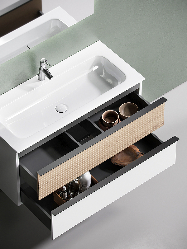 Тумба под раковину Sancos Delta 79х44 белая - светлое дерево DL80W - 2