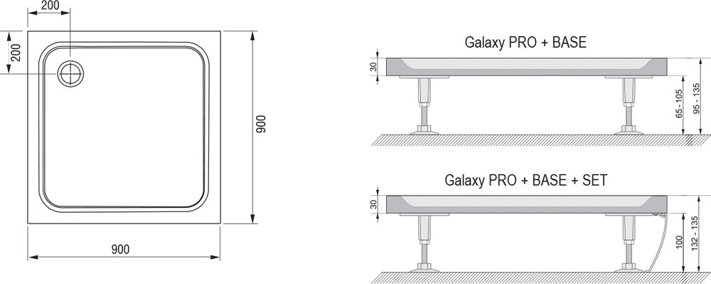 Квадратный душевой поддон Ravak Perseus Pro 90x90 см  XA047701010 - 3