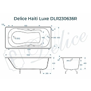 Чугунная ванна Delice Haiti Luxe 150x80 DLR230636R с отверстиями под ручки без антискользящего покрытия - 1