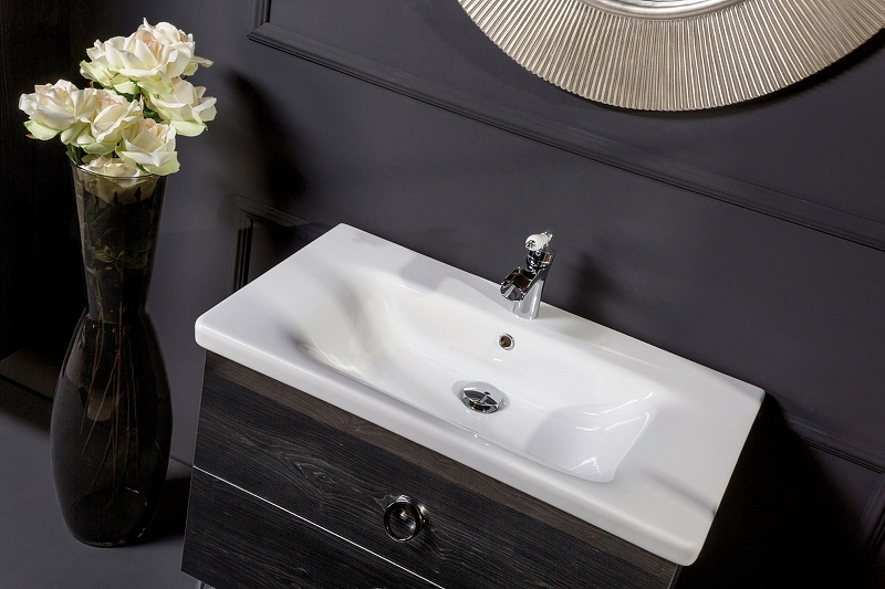 Тумба под раковину Armadi Art NeoArt 80 раковина моноблок темное дерево 830-080-BW - 6