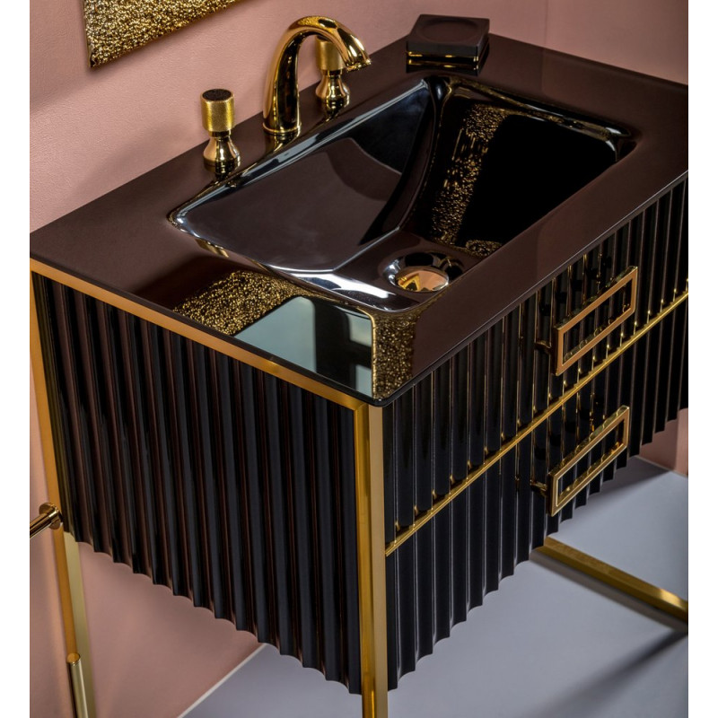 Тумба под раковину моноблок Boheme Armadi Art Monaco 80 черный глянец - золото 866-080-BG - 4