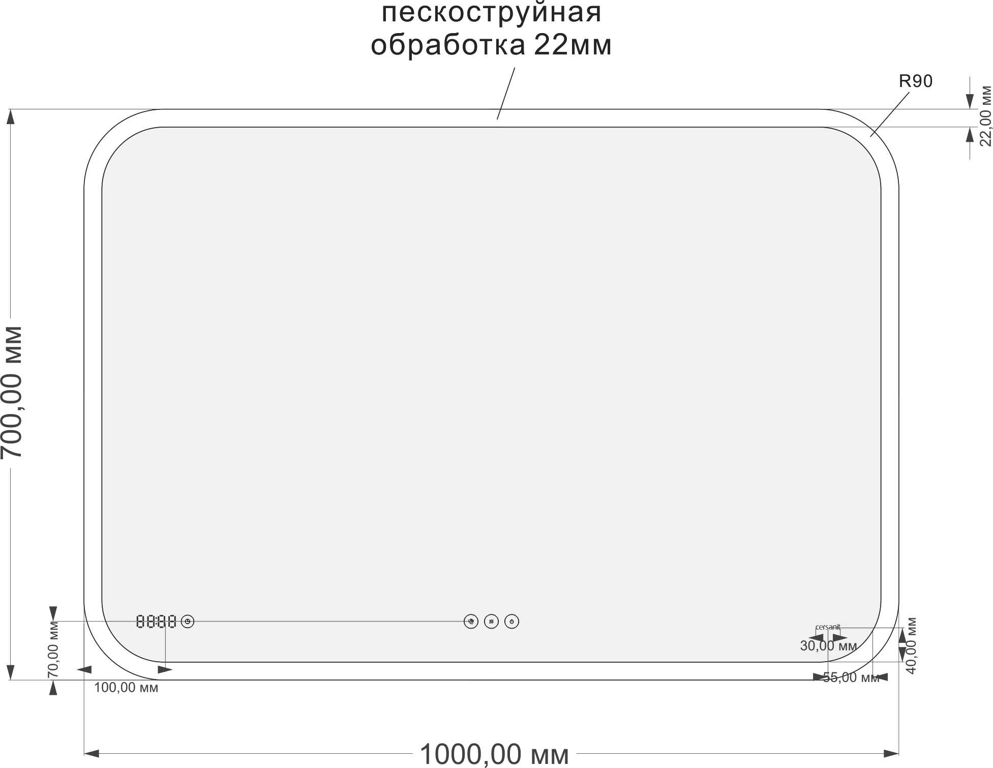 Зеркало Cersanit LED 070 pro 100,с bluetooth, микрофоном и динамиками KN-LU-LED070*100-p-Os - 2