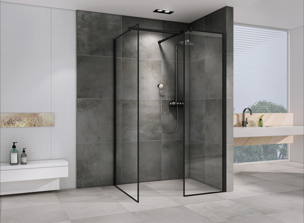 Душевая перегородка ABBER Immer Offen 90 профиль черный  AG67129B - 1
