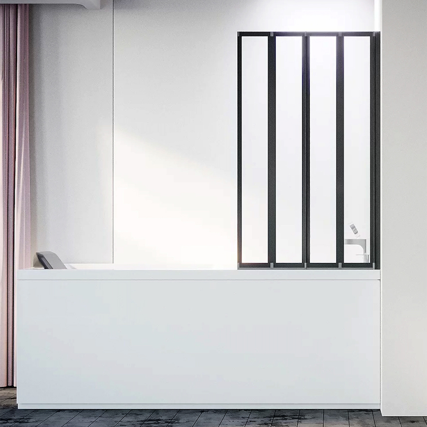 Шторка на ванну Veconi Palau PL-74BR 120 см, профиль черный PL74BR-120-01-19C4 - 0