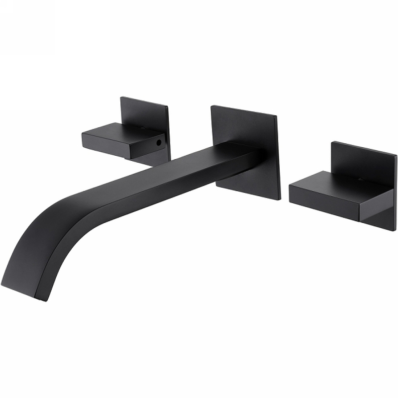 Смеситель для раковины встраиваемый Abber Wasserfall черный матовый AF8612B - 0