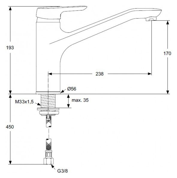 Смеситель для кухонной мойки Ideal Standard  хром  B9495AA - 1