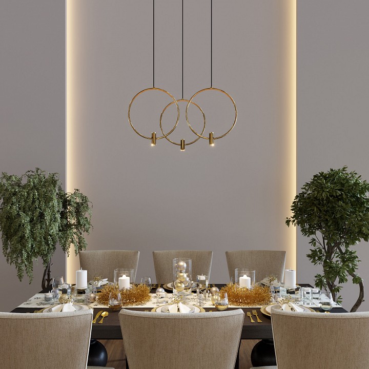 Подвесной светильник Eurosvet Layla 50257/3 LED черный/ латунь - 1