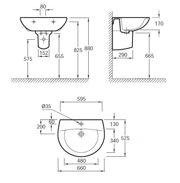 Раковина Jacob Delafon Patio E1998G 66 см E1998G-00 - 1