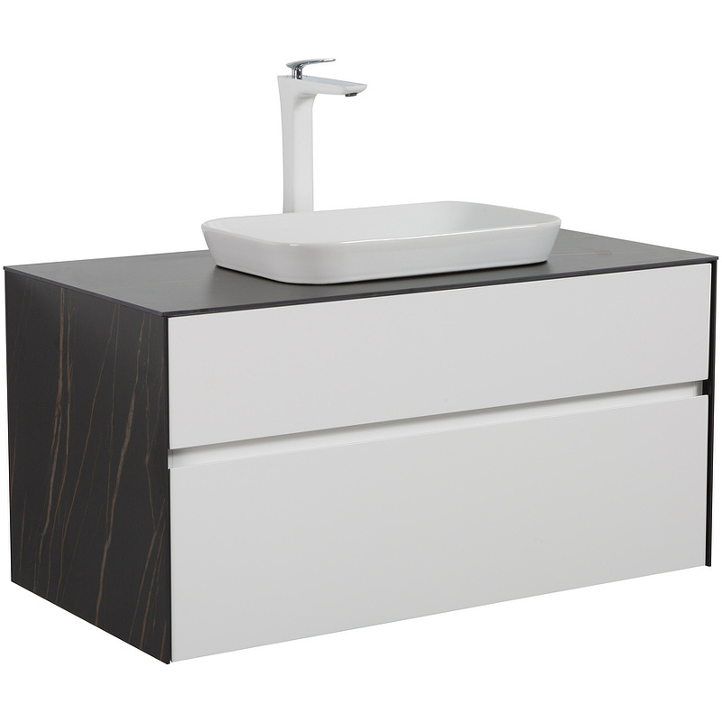 Тумба с раковиной Black&White Universell 100 бело-черная 907U1000 - 2