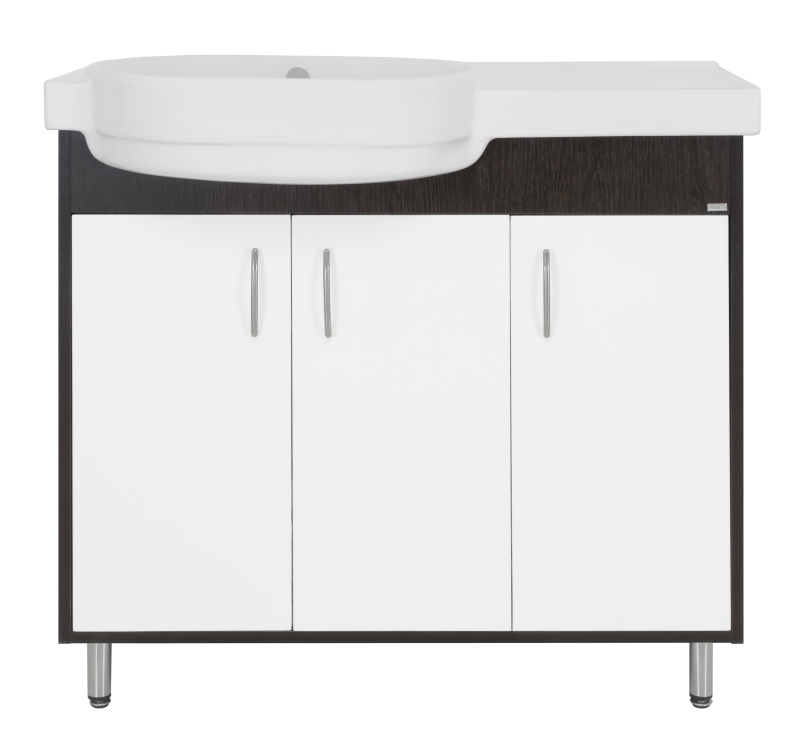 Тумба под раковину Misty Панда 92 левая белая - темное дерево Э-Пан01092-18 - 0