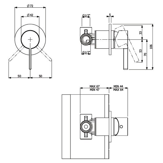 Смеситель для душа Villeroy & Boch Dawn черный, матовый  TVS106002000K5 - 2
