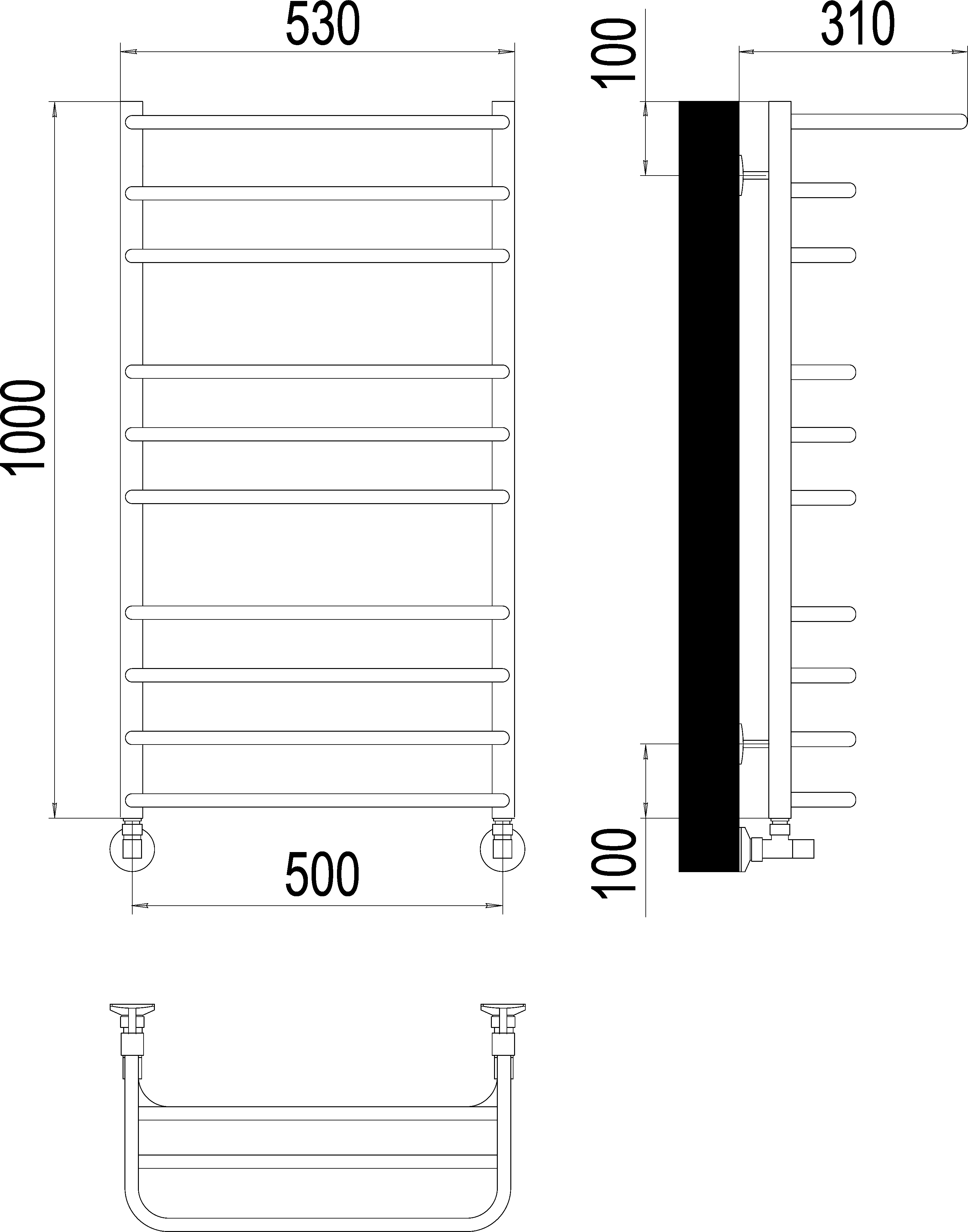 Водяной полотенцесушитель Terminus Арктур П10 500х1000 с полкой Хром 4670078529459 - 2