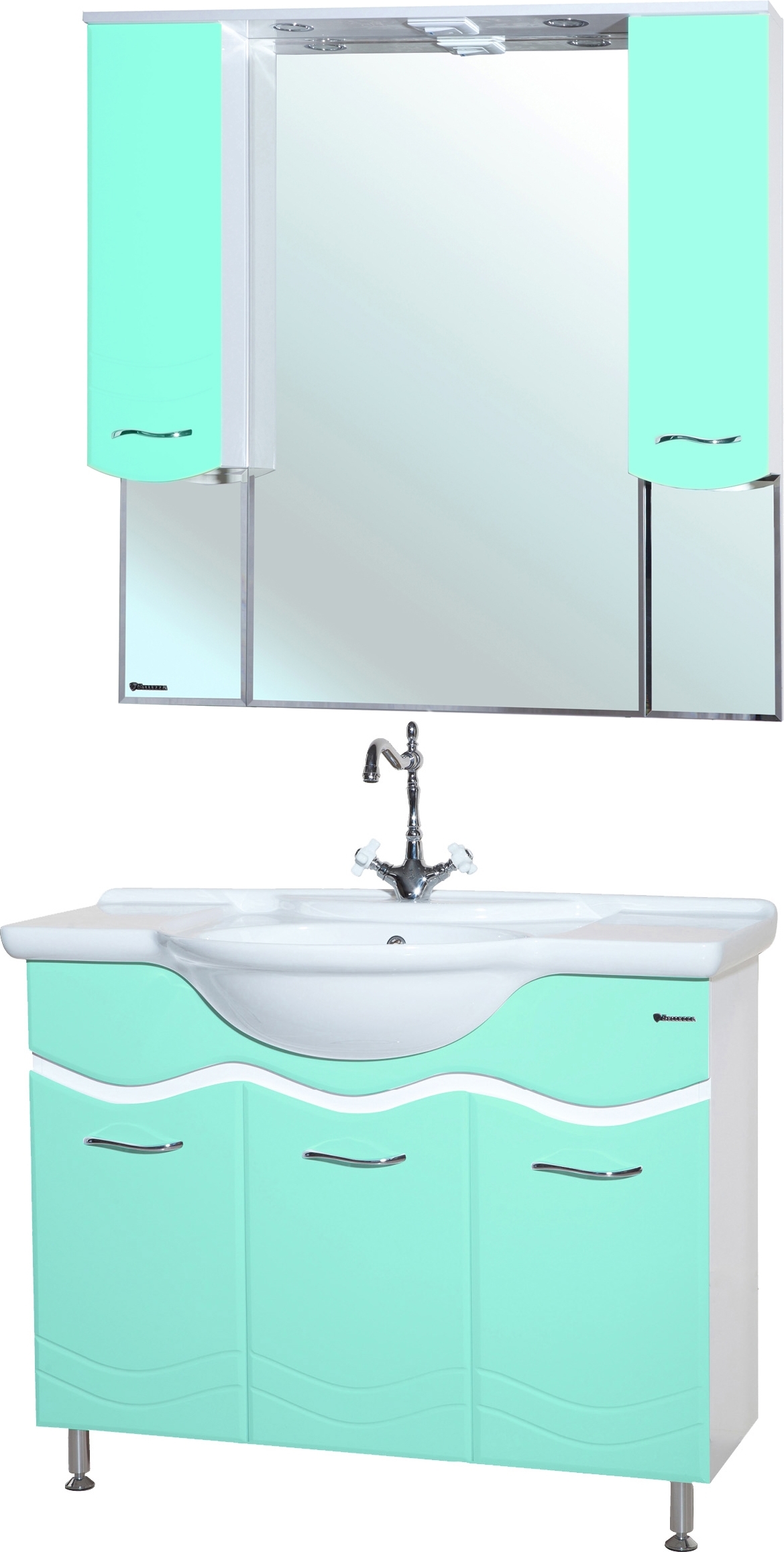 Мебель для ванной Bellezza Мари 105 белая/салатовая - 0