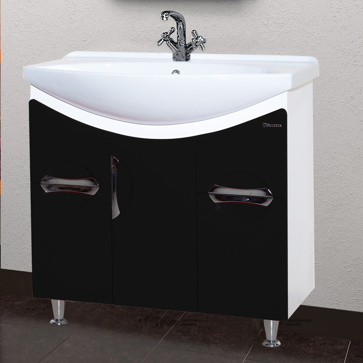Тумба с раковиной Bellezza Лагуна 85 черная - 0