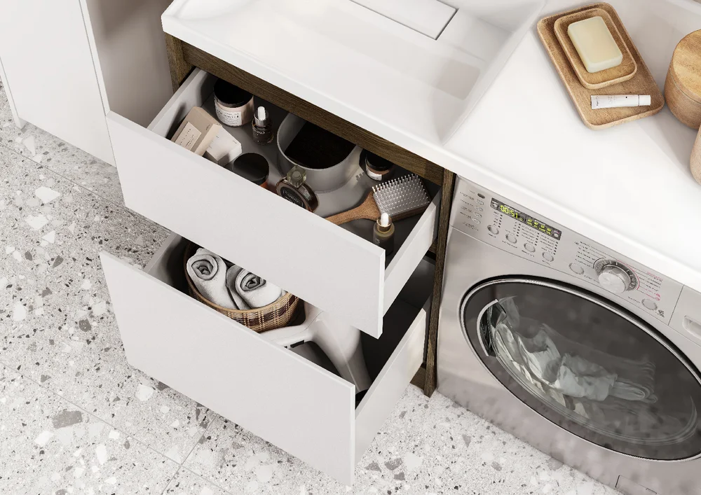 Тумба с раковиной Aquaton Лондри 60 темное дерево-белый 1A2669K2LHDY0 - 3