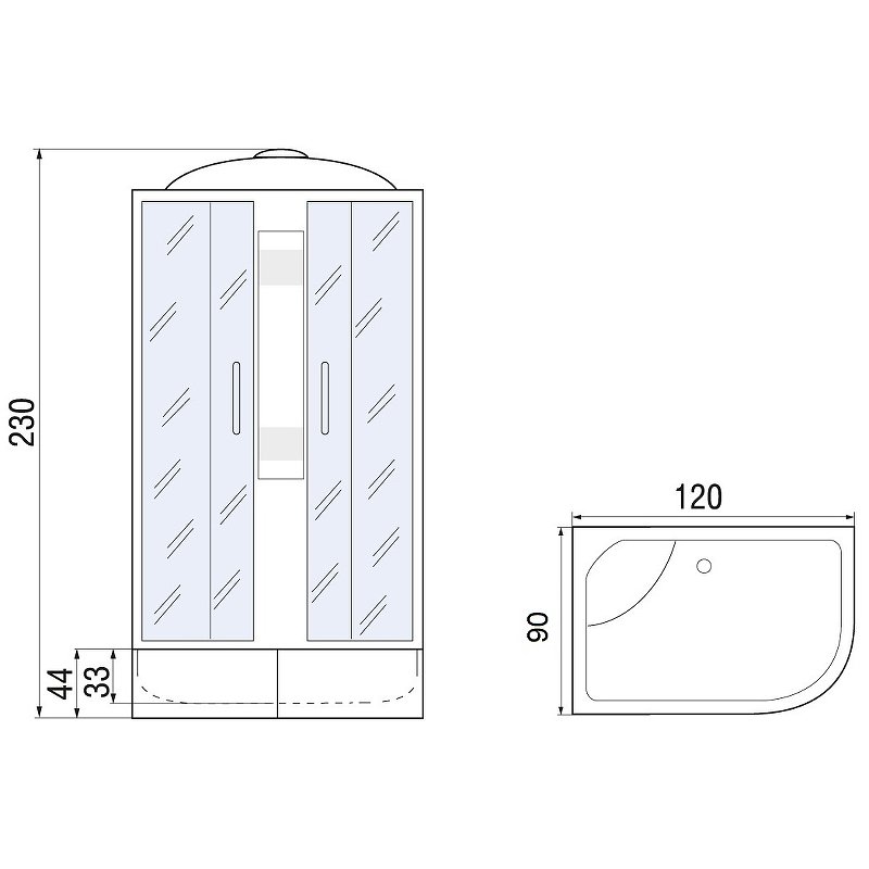 Душевая кабина с поддоном River Nara XL 120/90/44 MT L  10000006207 - 4