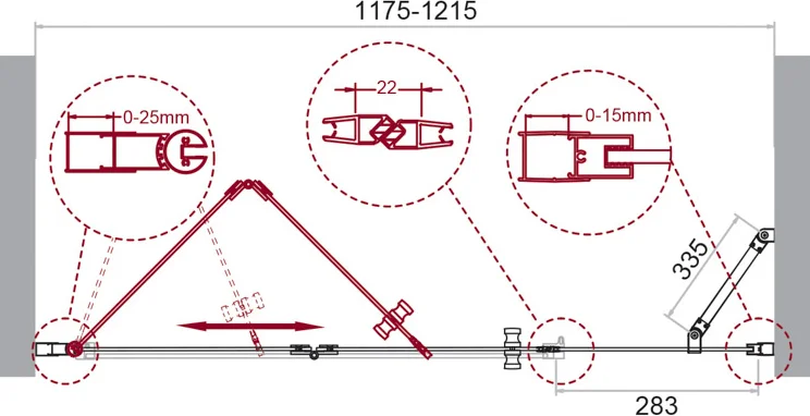 Душевая дверь BelBagno Albano 120(30+90)х195 профиль хром стекло прозрачное ALBANO-BS-13-30+90-C-Cr - 6