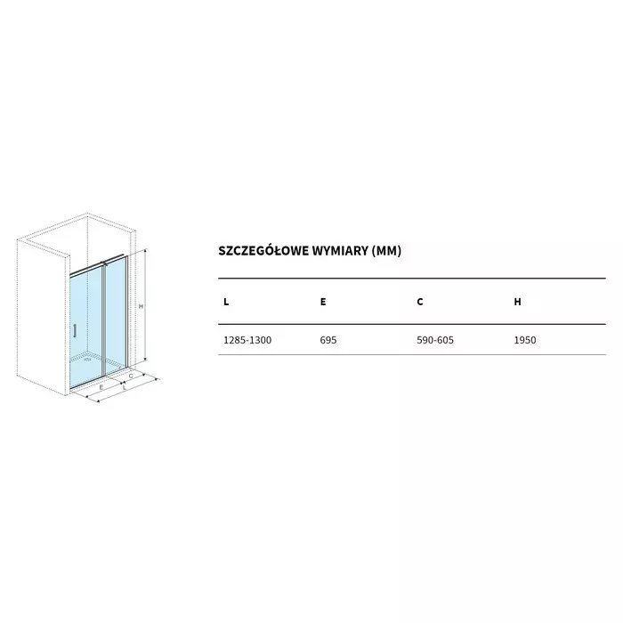 Душевая дверь со стенкой Excellent Mazo 120 профиль хром стекло прозрачное KAEX.3025.1S.1200.LP + KAEX.3025.1D.0650.LP - 2