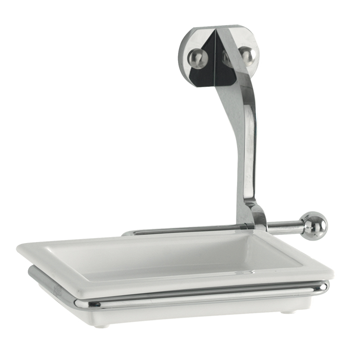 KERASAN Мыльница подвесная, мыльница керамика белая, держатель хром (СПЕЦ.ЦЕНА из наличия) 740990 - 0