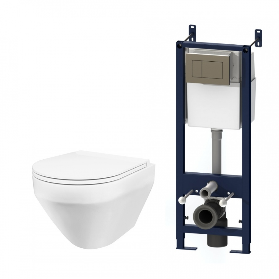 IS3701700 Комплект инсталляция с клав глянц хром с подвесным унитазом Spirit FlashClean с сид м/лифт - 0