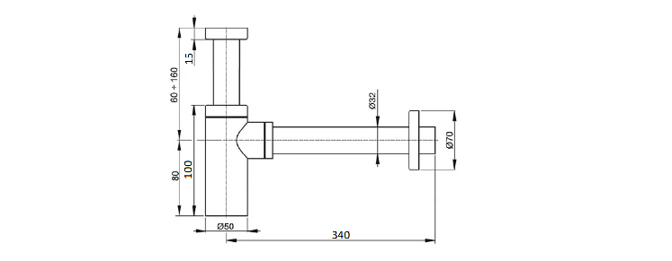 Сифон для раковины Ceramalux золото  RD015 - 1
