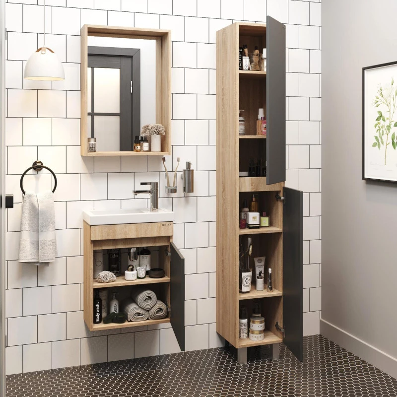 Тумба с раковиной Onika Милтон 44 светлое дерево с серым - 2