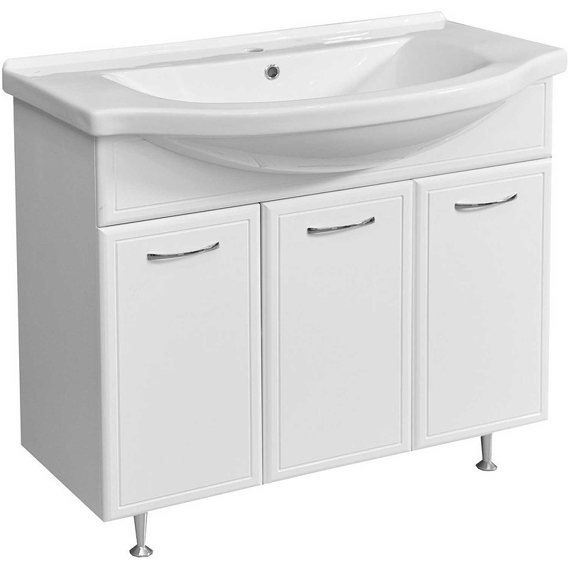 Тумба под раковину Stella Polar Концепт Эльбрус 90 с бельевой корзиной белый SP-00000134 - 0