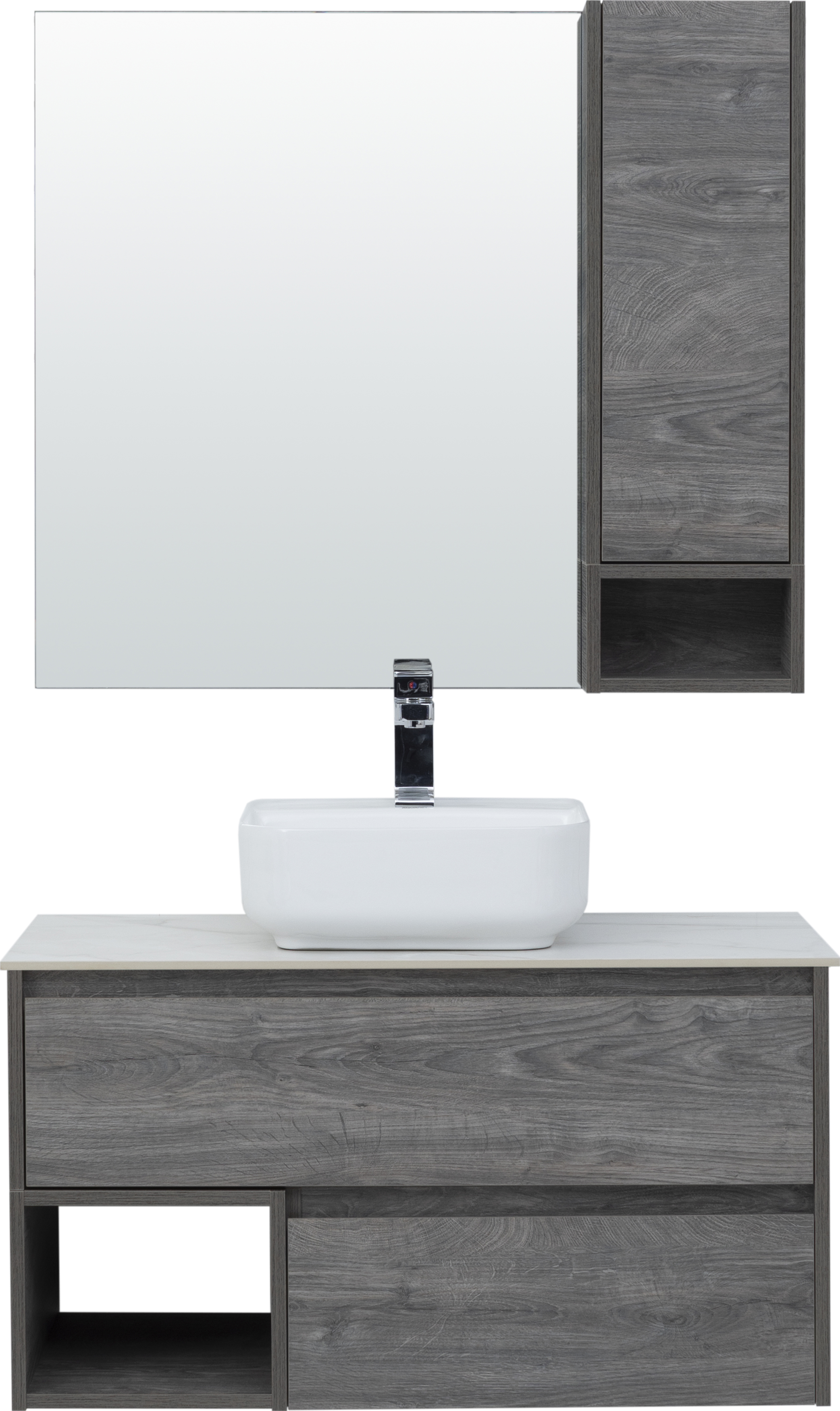 Мебель для ванной STWORKI Карлстад 90 дуб рошелье, монте тиберио, в стиле лофт, серая, подвесная (комплект, гарнитур) 425502 - 8