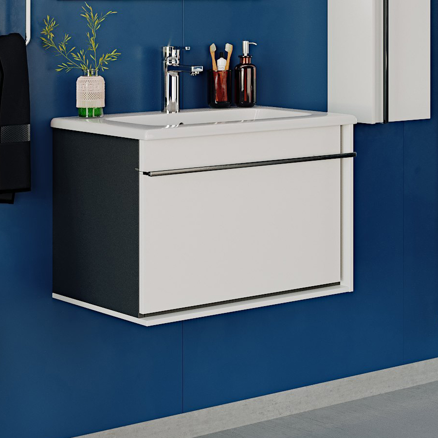 Тумба для комплекта Roca Aneto 60 белая, черная 857429806 - 0
