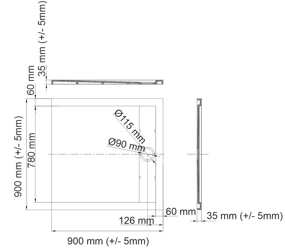 Поддон для душа Wasserkraft Abens 90х90 черный матовый 20T03 - 1