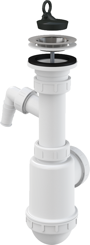 Сифон для мойки  A441P с нерж. решеткой и подводкой A441P-DN50/40 - 0