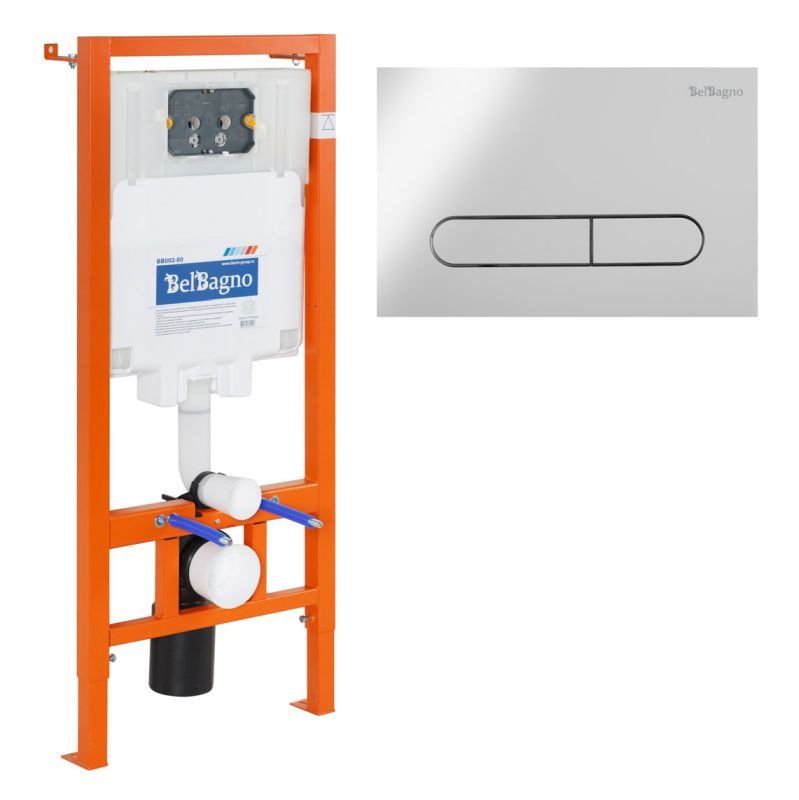 Система инсталляции BelBagno 80 с кнопкой смыва хром BB002-80/BB005-PR-CHROME - 0