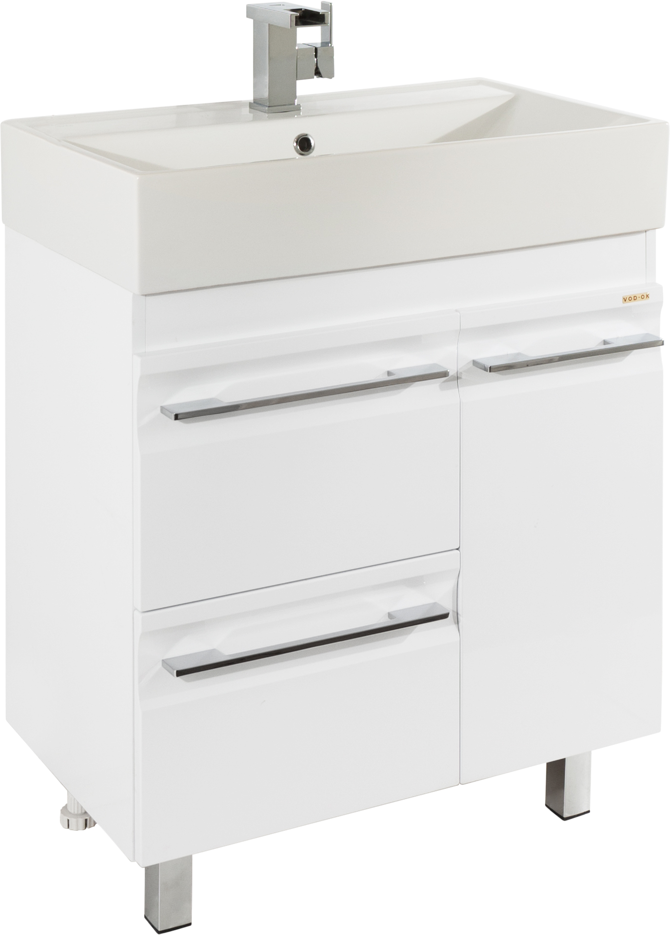 Тумба с раковиной Vod-Ok Мальта 70 с ящиками, белая - 2